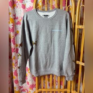 BSR by Samii Ryan Grey Crewneck Sweatshirt with Butterfly details SZ M